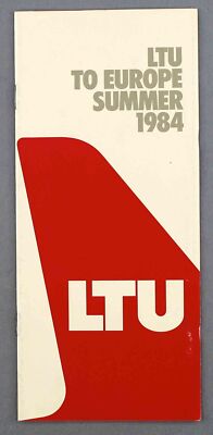 LTU AIRLINE PROSPEKT SOMMER 1984 USA AUSGABE FAHRPLAN FLUGPLAN PLAN DEUTSCHLAND