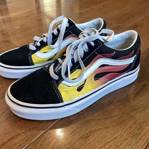 low top vans flames