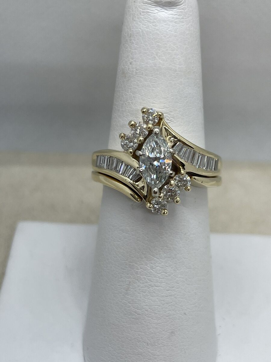 LADIES TRIOS SET 1.00CT ROUND/BAGUETTE DIAMOND 14K YELLOW GOLD LADIES TRIOS SET 1.00CT ROUND/BAGUETTE DIAMOND 14K YELLOW GOLD