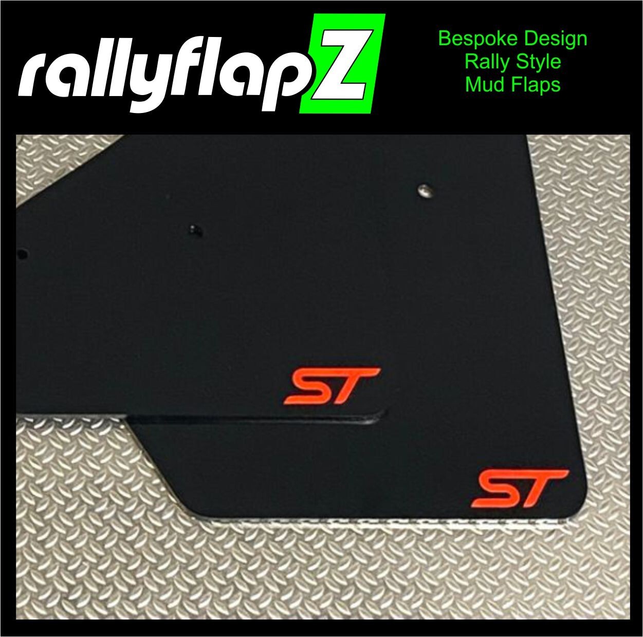 Mud Flaps & Kit FITS: Ford Focus Mk3/3.5 ST250 Black 4mm PVC *ESTATE ST Logo Red-image