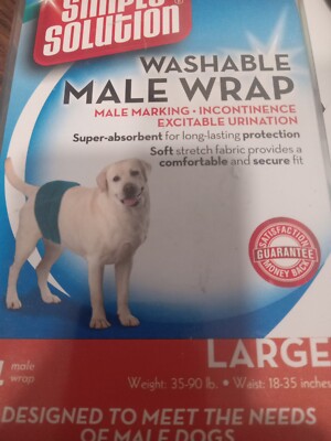 Simple Solution Washable Male Dog Wrap Large Teal NIP FREE SHIPPING 