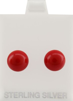 ECHTE ROTE KORALLEN OHRSTECKER .925 SILBER - Neu mit Etikett - SCHRAUBRÜCKEN