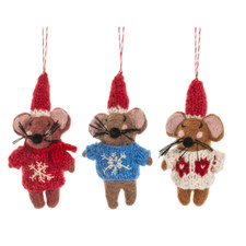 Wool Holiday Mice Ornaments