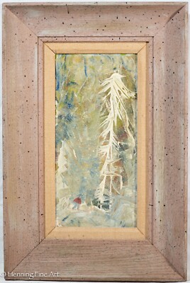 Beautiful Vintage Mid Century Expressionist Oil Painting Snowy Landscape, FINE!