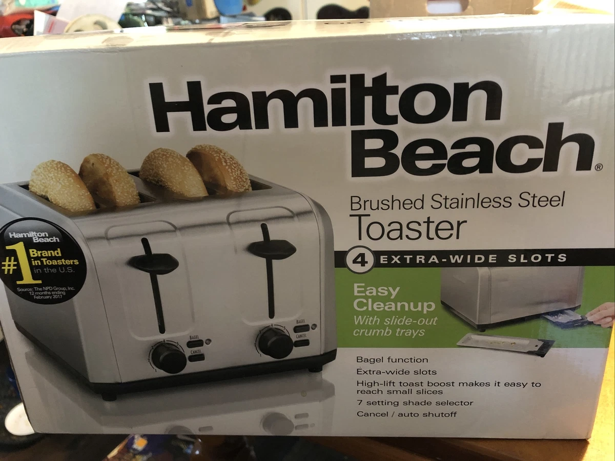 Hamilton Beach 4-Slice Brushed Stainless Steel Toaster. Bagel