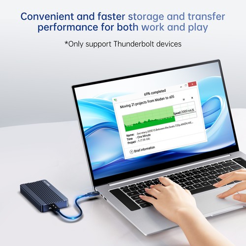 Acasis 40Gbps M.2 NVME SSD Enclosure Thunderbolt 3/4 Aluminum Alloy Enclosure - Afbeelding 8 van 9