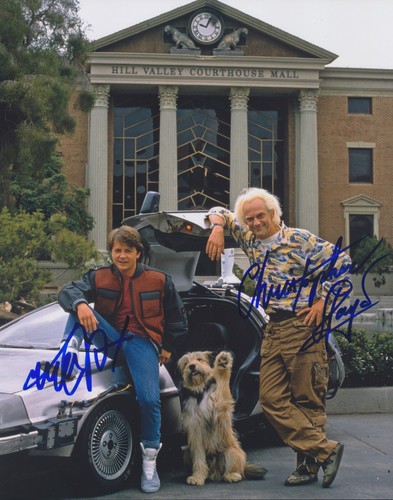 Autógrafo MICHAEL J FOX & CHRISTOPHER LLOYD 11x14 REGRESO AL FUTURO BAS WE80322