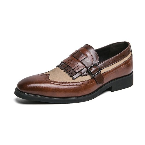 Scarpe eleganti casual da uomo slip on nappa scarpe Oxford formali a coda di rondine ballo brogue - Foto 22 di 24