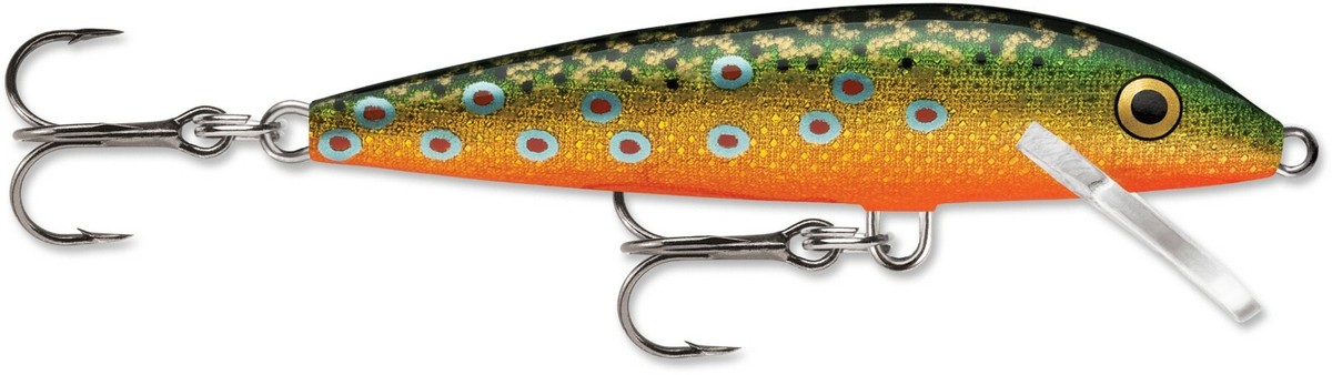Leurre Rapala J-7 Vintage, Balsa, Flottant, Motif Or Fluorescent Rouge, Fabriqué En Finlande