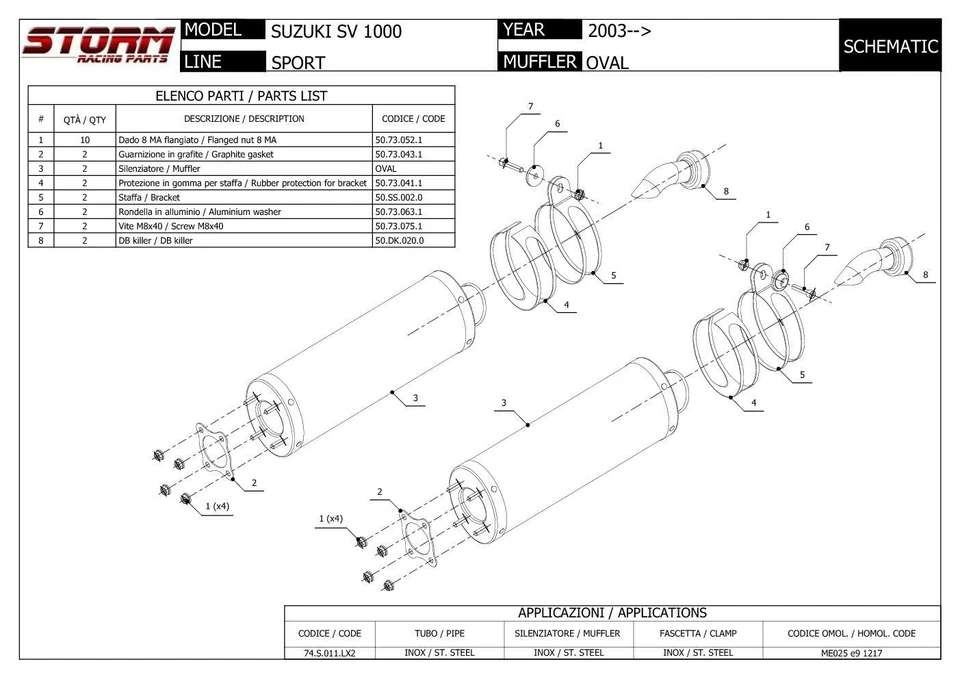 Exhaust Storm by Mivv Mufflers 椭圆形钢适用于铃木 Sv 1000 2003 > 2006 — 第 3/3 张图片