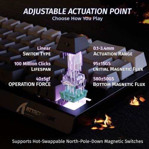 ATTACK SHARK X65 HE Magnetic Switch Rapid Trigger Keyboard, 8000 Hz, 0.01mm RT - Picture 26 of 34