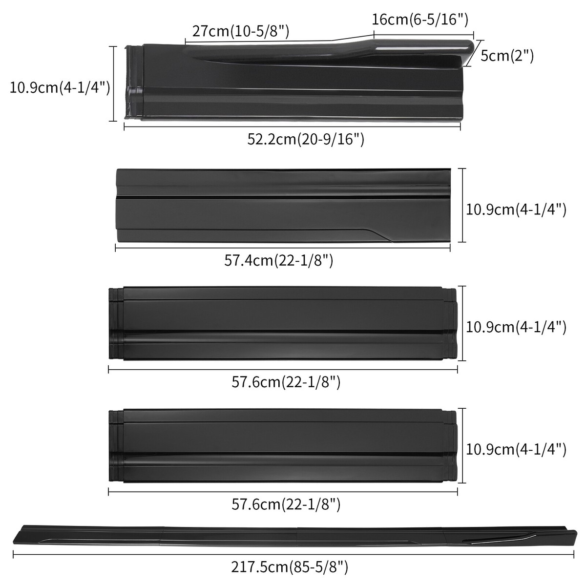 For Nissan 350Z 370Z 86.6'' Black Side Skirt Extension Splitter