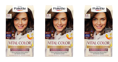 3x Poly Palette Vital Color Intensive Creme-Haarfarbe 6-0 Hellbraun EA802696