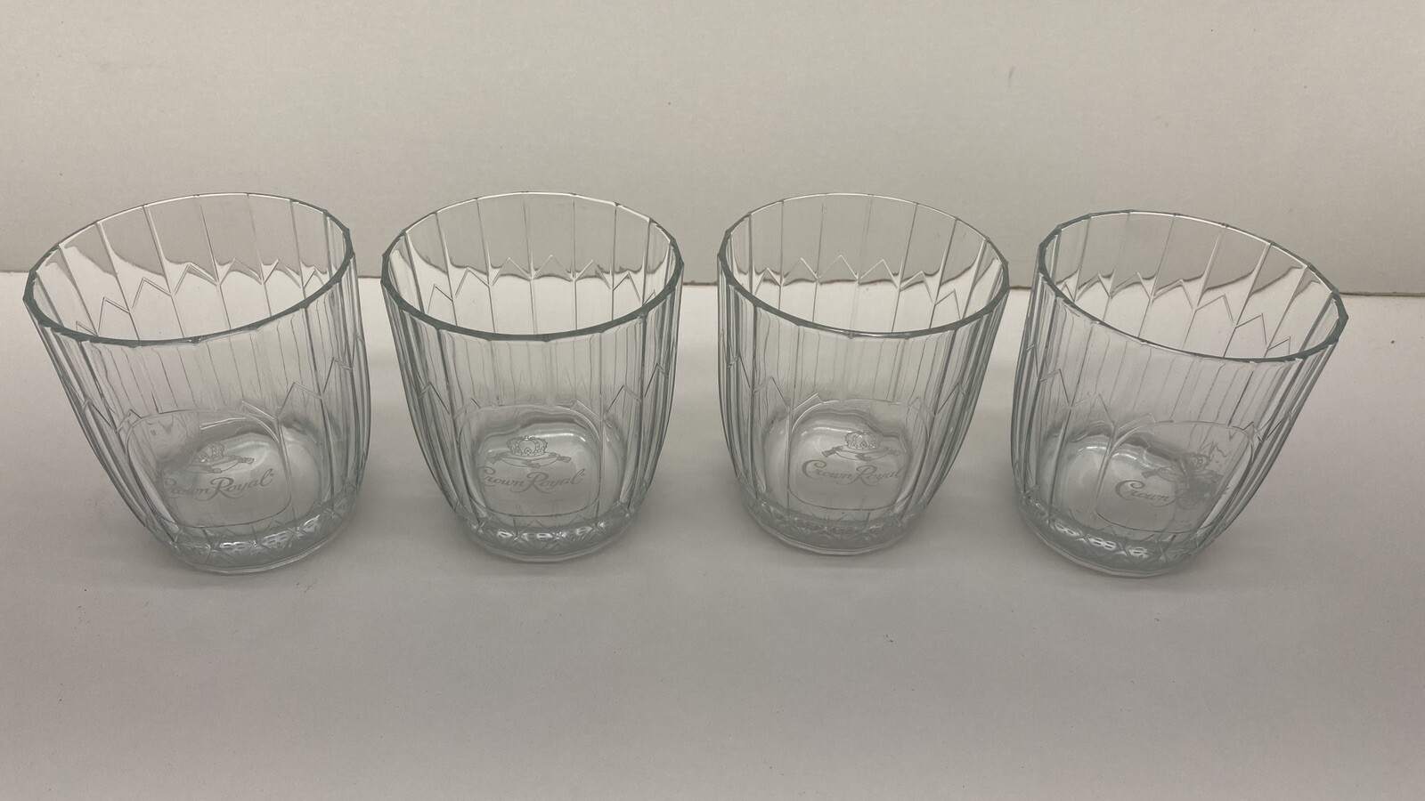 4- 8oz Crown Royal Etched Crystal Tumbler Whiskey Rocks Drinking Glasses