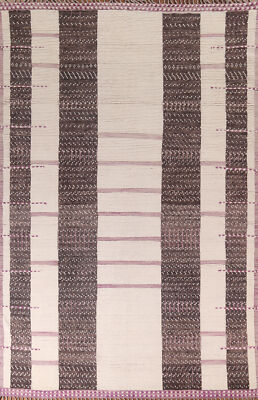 Ivory/ Brown 9x13 Wool Moroccan Modern Area Rug Handmade Living Room Carpet
