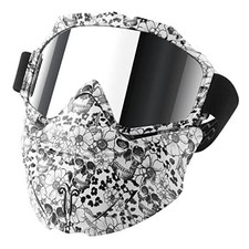 Motorcycle Goggles With Detachable Face Mask - Protective Full Clown Blackwhite