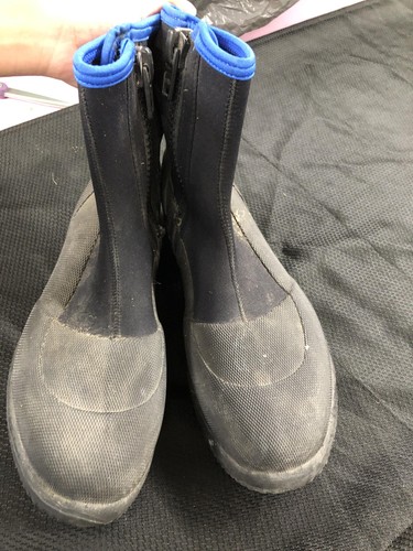 Shimano Neoprene Boots Shoes Size 9 Black Blue Side Zip Wading Fishing