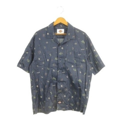 Dickies Navy Short Sleeve Shirt L Cotton Rayon Vintage Excellent Condition