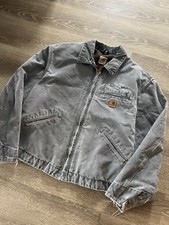 Carhartt Detroit Jacket J97 GVL Size XL Gray Faded Distressed Blanket Lined
