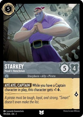 4x Starkey - Hook's Henchman - 191/204 - Uncommon - Cold Foil NM-Mint Disney Lor