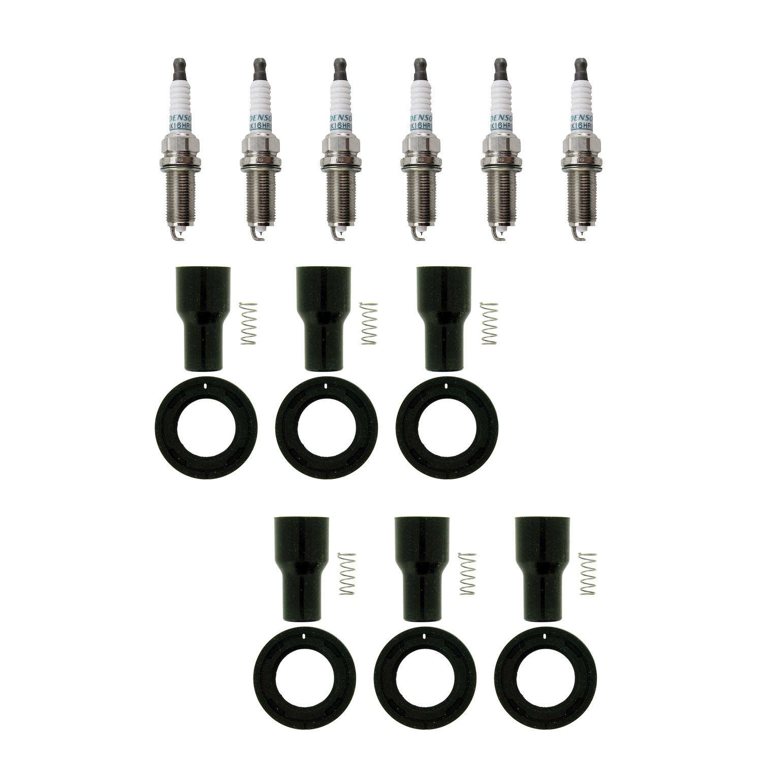 Denso 6 Iridium Plugs  NGK Ignition Coil Boots Kit for 4Runner Tundra 4.0L L4