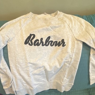 Barbour Logo Gray Cotton Crewneck Pullover Men's Sweatshirt M