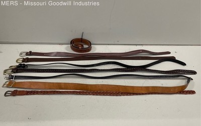 Lot Of 8 Mixed Brands Genuine Leather Braided Classic Dress Casual Belts Used