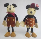Disney Retro Mickey & Minnie Mouse Stuffed 9½” Poseable Doll Pair