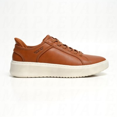 Skechers Men's Court Break Cognac Brown Double Vented Hands Free Slip-Ins Shoes