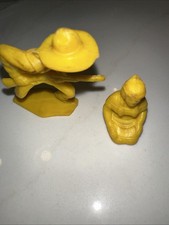 2 Vintage Yellow 1950s Tim Mee 2.5  Cowboy Plastic toy Indian Woman 1.5  