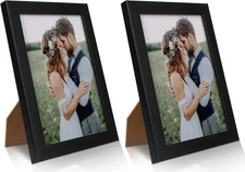 2 Pack 5X7 Picture Frame, Black Picture Frame for Wall and Tabletop Display, Res