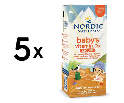 5 x Nordic Naturals Baby's Vitamin D3, 400 IU - 22.5 ml. (2798,00 EUR/L)