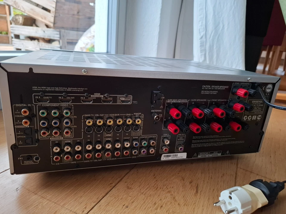 Onkyo TX SR 606, 7.1- AV Receiver, Silber mit Fernbedienung und Anleitung - Bild 3 von 4