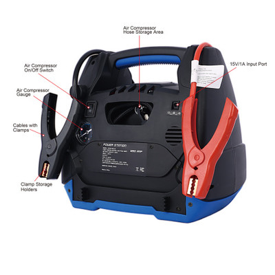 Rechargeable Jump Starter For Gas Diesel Vehicles - 1800 Amps With Air Compresso