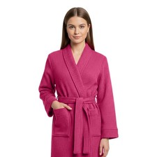 Luxury Fuchsia Waffle Bathrobe | Organic Cotton Unisex Spa Hotel Robe 280 GSM