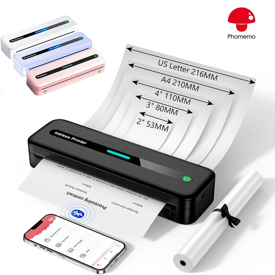 Phomemo A4 Printer Wireless Bluetooth Inkless Thermal Printer for Travel Lot - Image 1 of 4