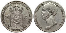 Netherlands - 2-1/2 Gulden 1845 (dot on band of privy mark) - Willem II, Silver