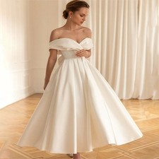 Back Zipper with Bow Mini Wedding Dresses Sweetheart Corset Satin Bride Gowns