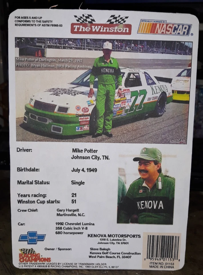 Mike Potter #77 Kenova Racing Champions Custom made NASCAR - Photo 2/4