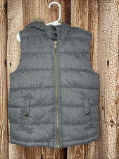 Janie And Jack Hooded Puffer Vest Boys 5-6 Years Old Gray Pockets Winter Warm