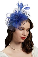 Fascinators Hat for Women Tea Party Headband Kentucky Derby 1-royal Blue