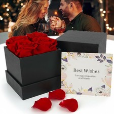 Rosenbox Konservierte Blumen Ewige Rosen Infinity Rose Echte Rosen mit Grußkarte