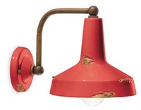 Wandlampe Keramik Metall E27 B: 20 Cm Industrial Rot Shabby Wand Leuchte Innen