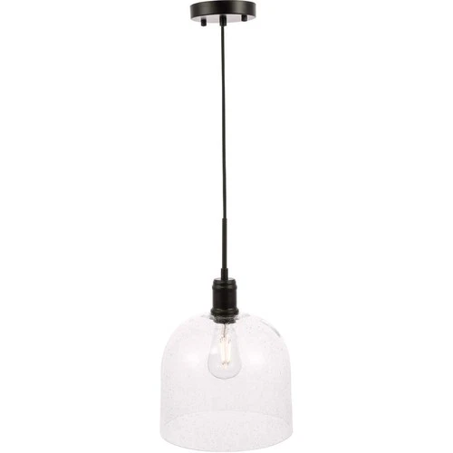 Living District Gabe 1-Light Metal Pendant in Black and Clear Seeded - Picture 8 of 9