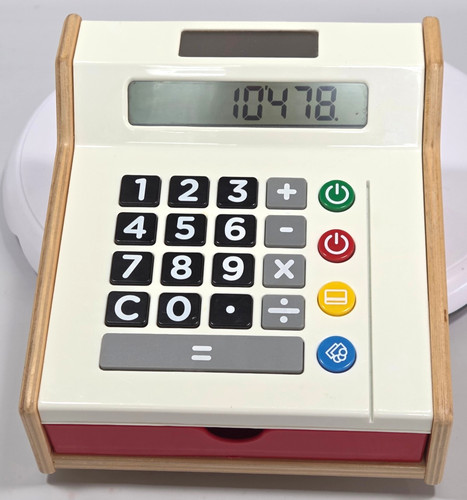 Ikea Wood Plastic Kids Play Till Cash Register Solar Calculator Excellent Cond