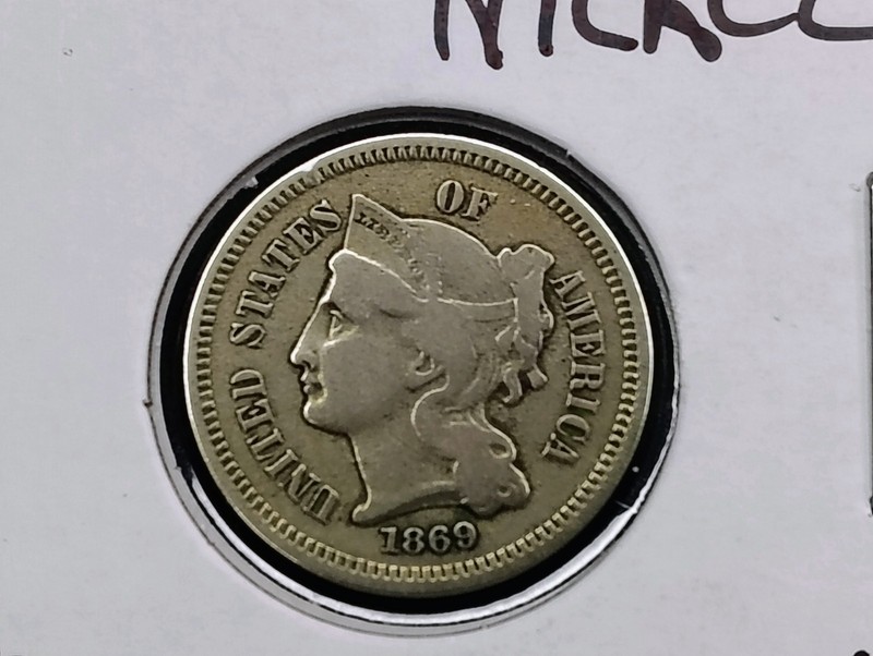 1869 3 Cent Nickel Very Nice 157 Year old Coin!!  +1 Free Tube of Gold Flake!!