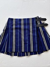 BURBERRY PLEATED WOOL MINI SKIRT KILT ICONIC STRIPE UK 10 Blue House Vintage Y2K