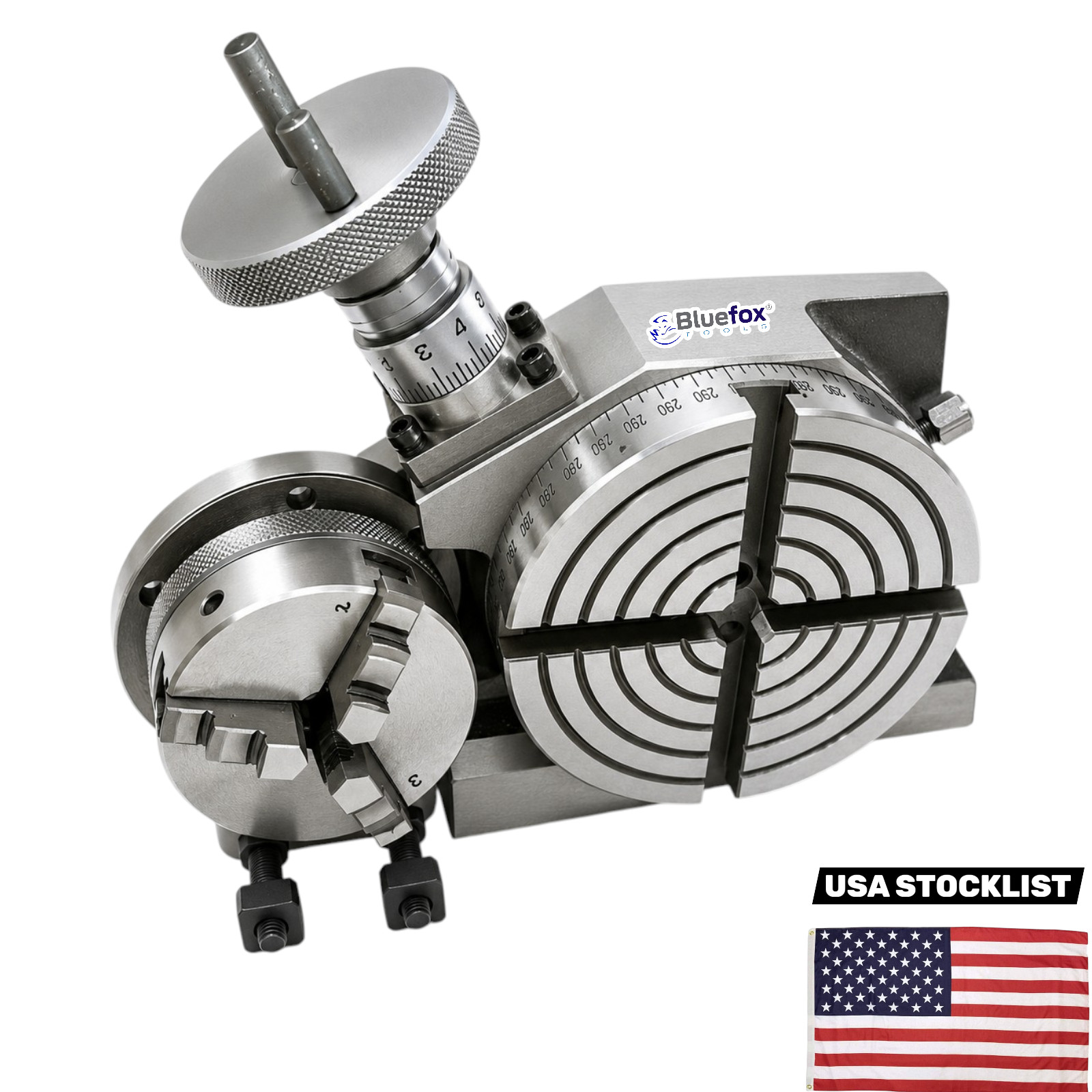 New Rotary Table Horizontal And Vertical With 65 mm 3 Jaw Chuck Backplate USA