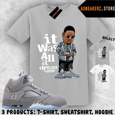 Tee Shirt Matching AJ 5 Wolf Grey 2026 Match Sneaker Sneakerhead Biggie T-Shirt