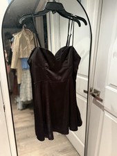 Urban Outfitters A-Line Dress Black Satin Sweetheart Sleeveless Strap L